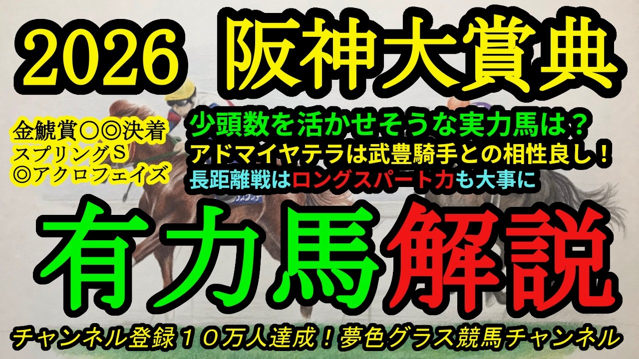 【有力馬解説】2026阪神大賞典！捌きやすい少頭数の長距離戦で秘めた力を発揮できそうな馬は？アドマイヤテラ、ダノンシーマも当然注目！