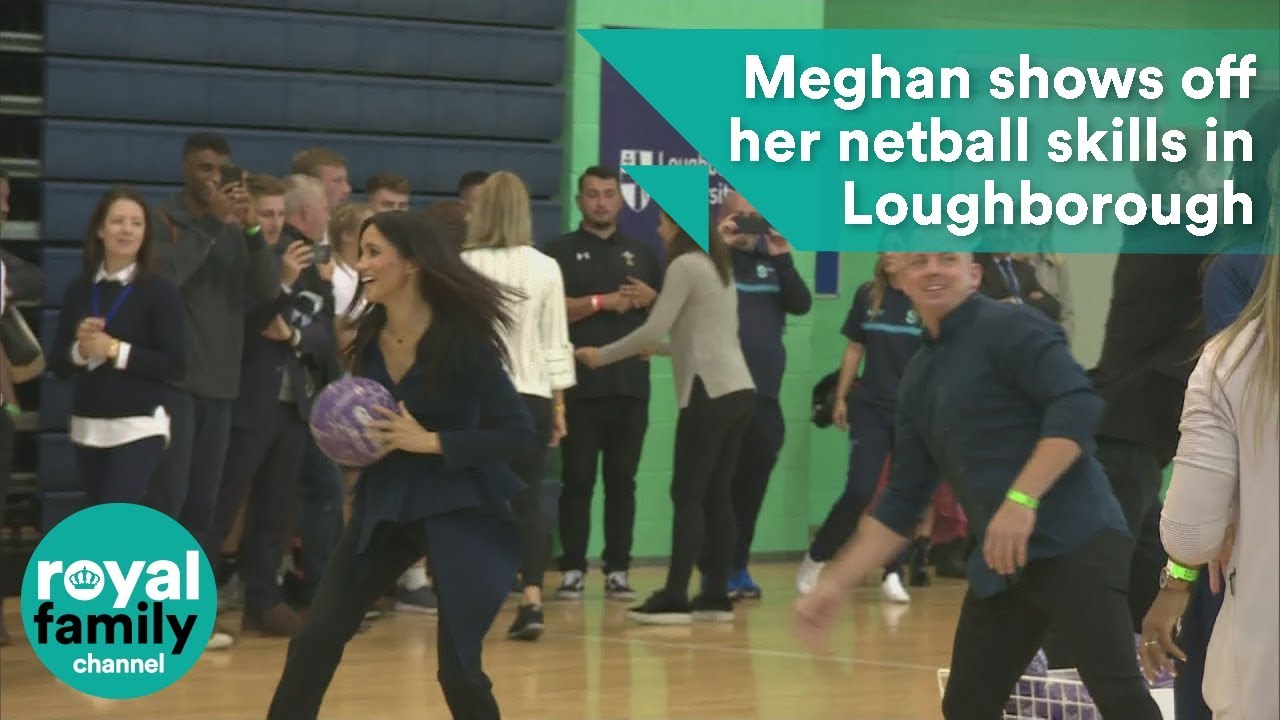 Meghan shows off her netball skills in Loughborough