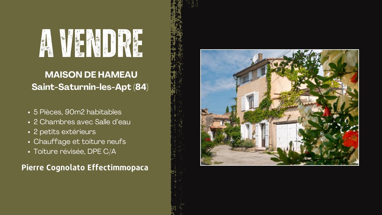 A VENDRE A SAINT-SATURNIN-LES-APT (84490) Maison de hameau typiquement provençale.