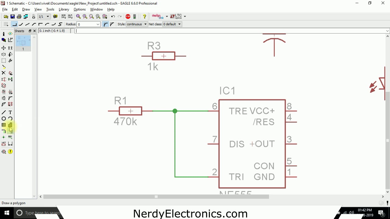 PCB Design with EAGLE - 5 - Make a Schematic