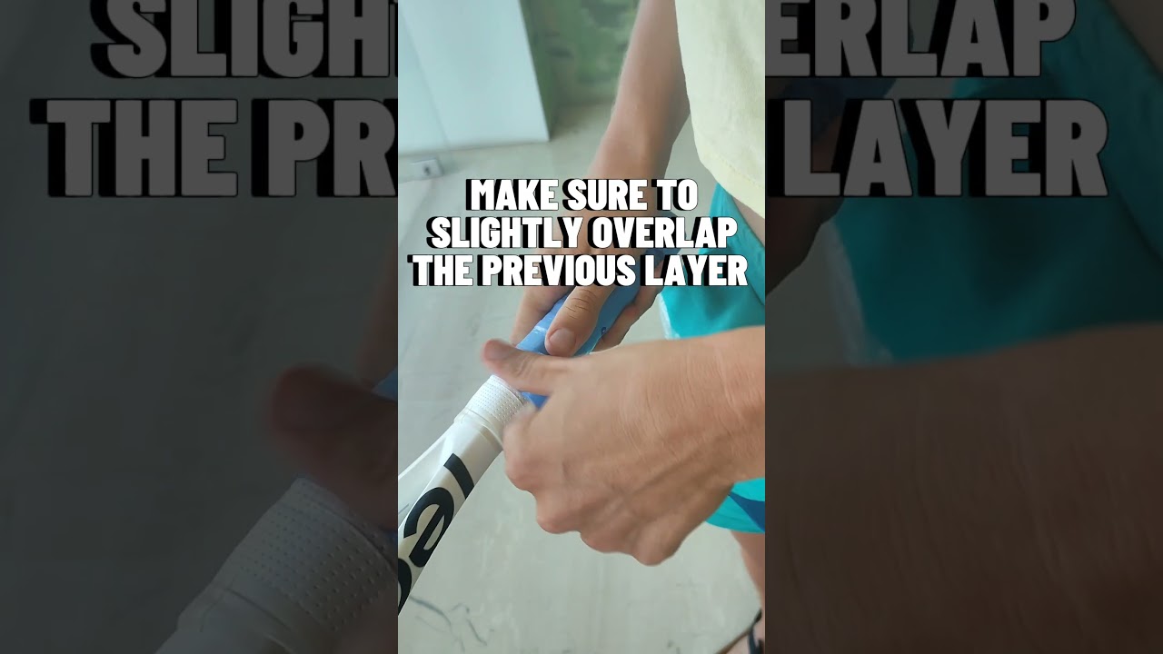 Tennis racket grip wrapping tutorial  #professionaltennisplayer #racketsports
