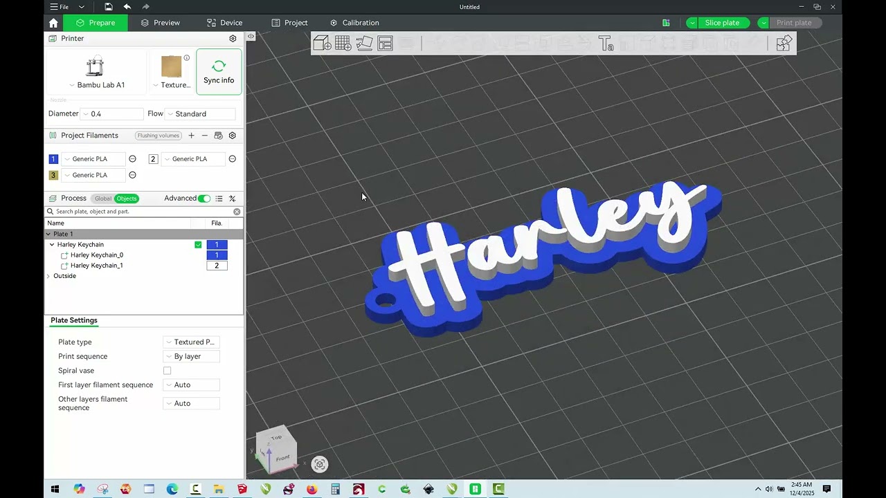 Создание связки ключей с индивидуальным именем в Bambu Studio