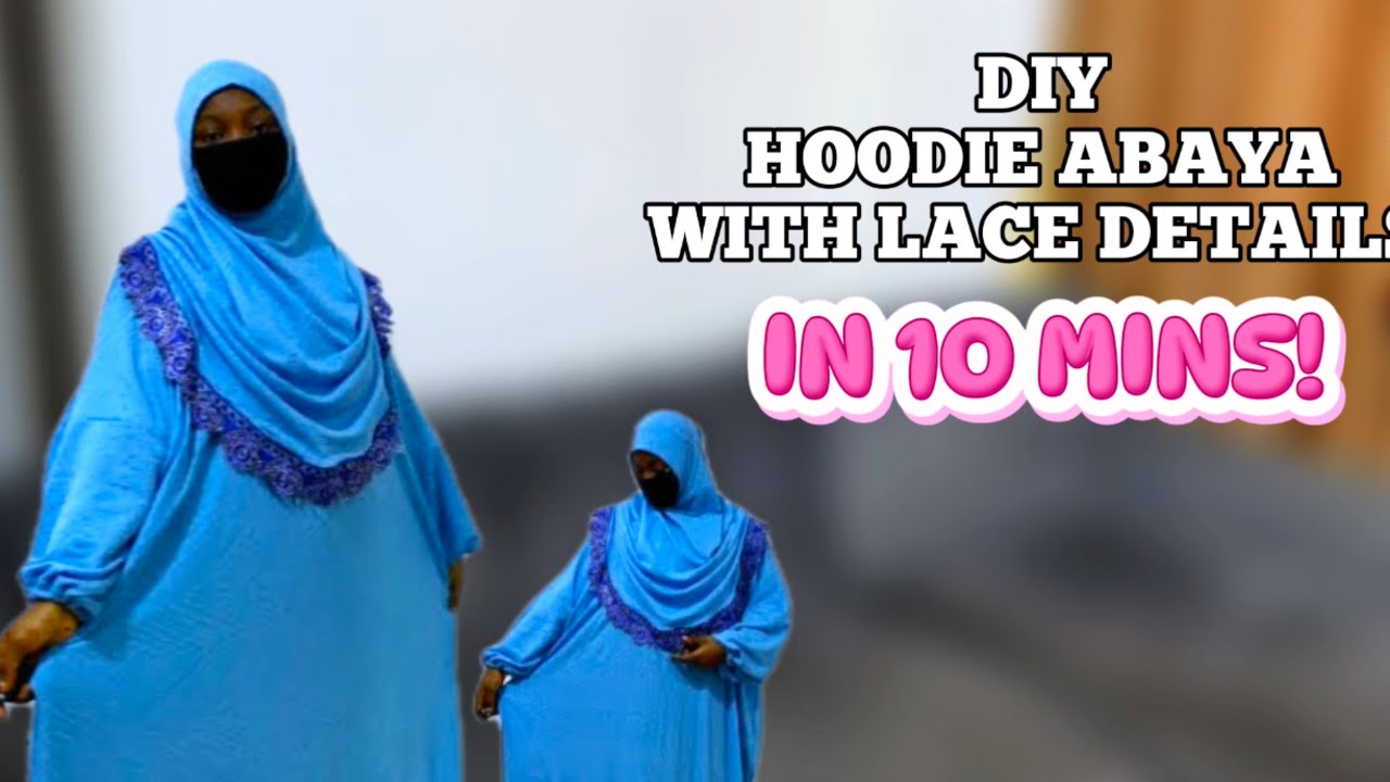 How to sew a hoodie abaya with front covering and lace details 