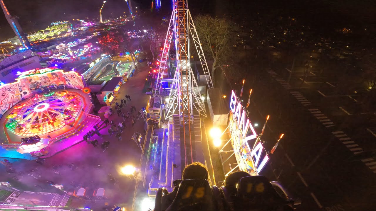 Banzai (Bonneau) Back Car Night Time On Ride Foire Aux Plaisirs de Bordeaux 2023