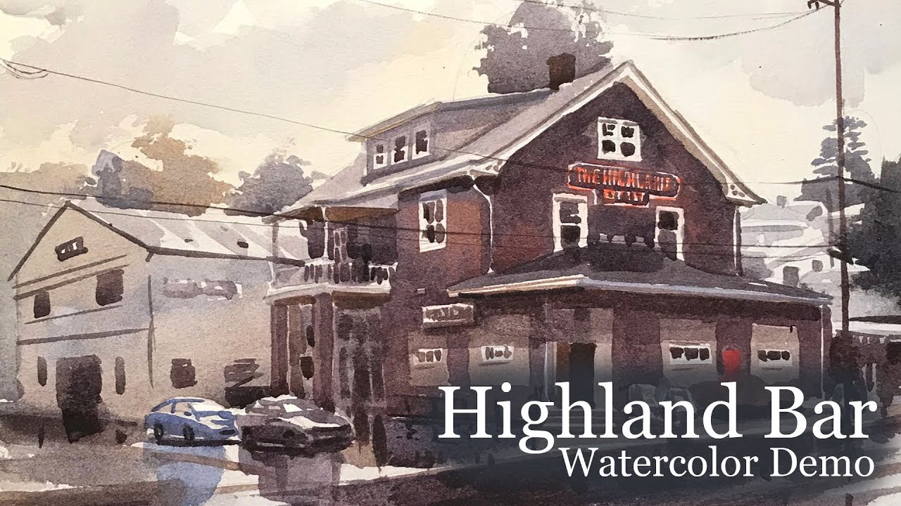Trying out Saunders Waterford 140lb Paper: Highland Bar Watercolor Demo