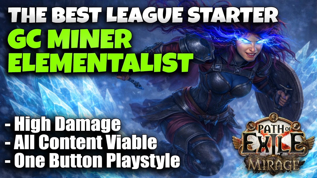 ONE BUTTON ALL CONTENT! ❄️ Glacial Cascade Miner Elementalist League Starter [3.28]