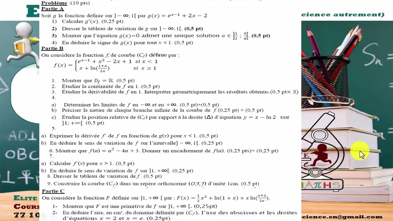 (TS2/MATHS) Fin épreuve: PROBLEME D'ANALYSE, LN, EXPO, PRIMITIVES, CALCUL D'AIRES