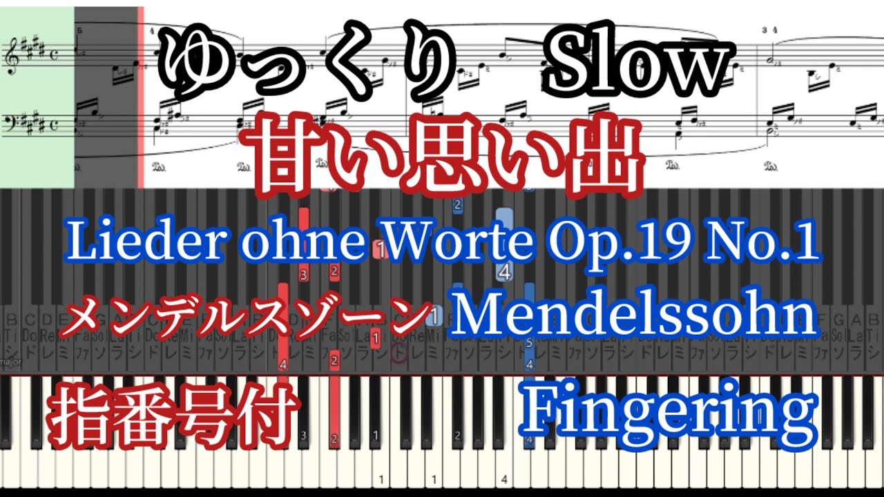 Lieder ohne Worte Op.19 No.1 Mendelssohn/Медленный темп пиано-урок. Номера пальцев.