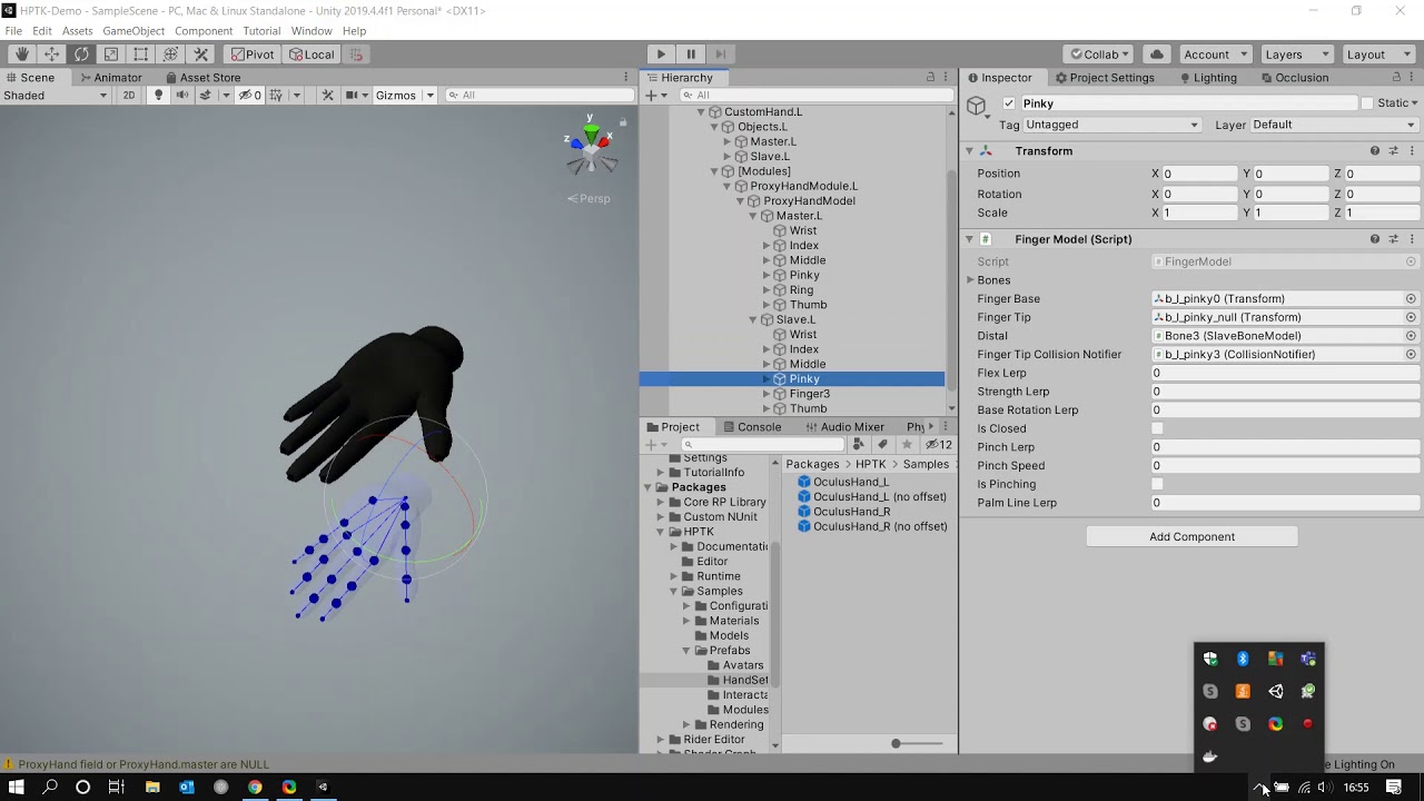 Setting up hand physics in 5 minutes with HPTK