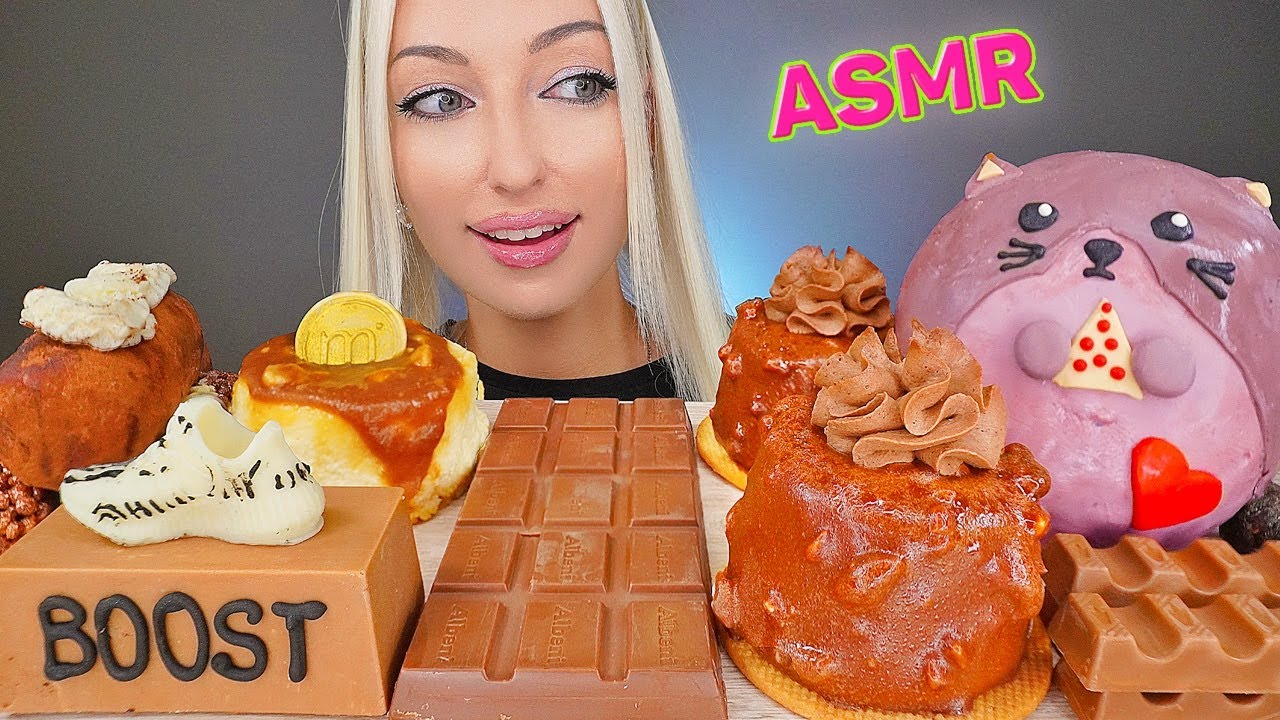 ASMR EATING CHOCOLATE, KINDER, CAKE, DONUT, SWEET FOOD, 초콜릿 디저트, 케이크 (DESSERT) MUKBANG 먹방