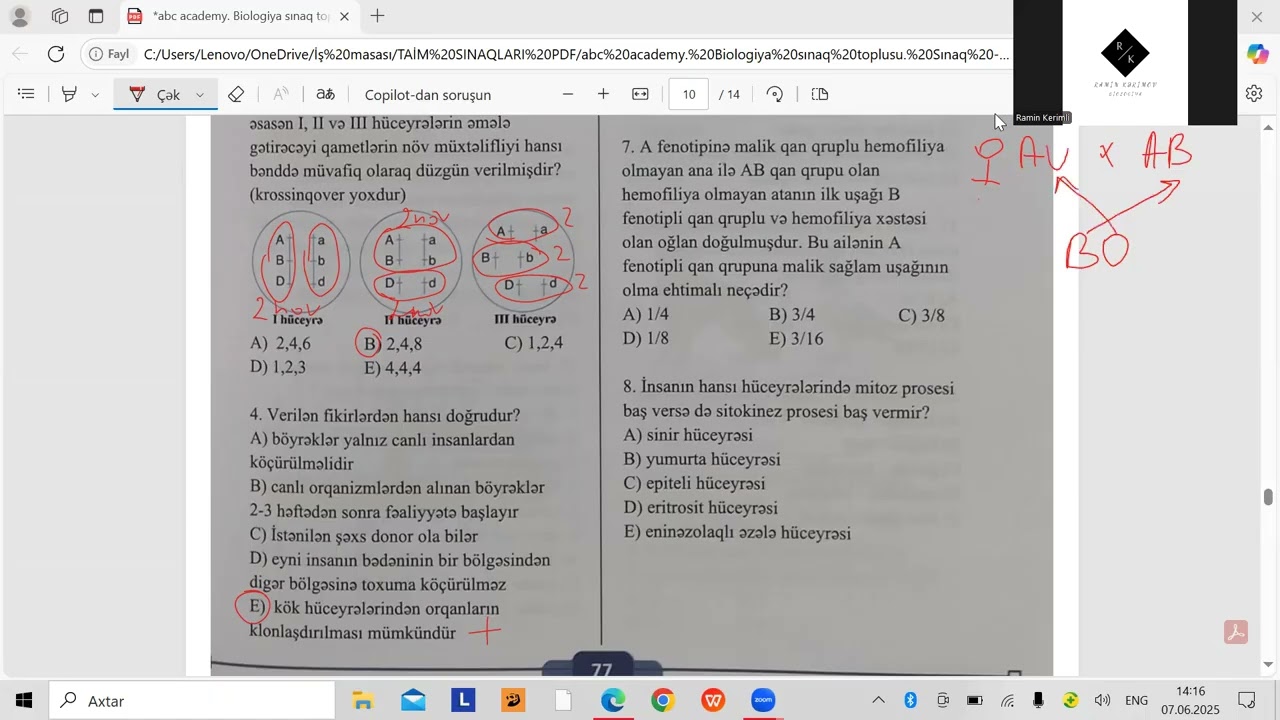 abc academy biologiya sınaq toplusu. Sınaq-15. MİQ və abituriyent hazırlığı. Əlaqə: 055-634-73-41