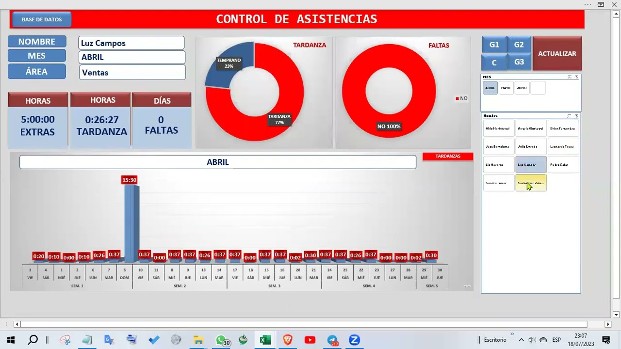 CONTROL DE ASISTENCIA CON MACROS EN EXCEL