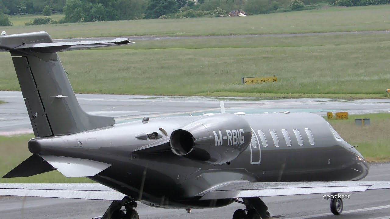 Good Looking Learjet 45 M-RBIG - Wet take off - Gloucestershire Airport