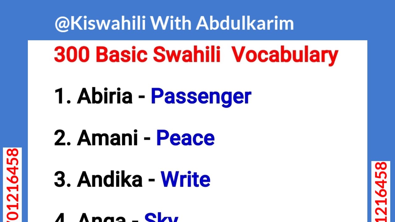 300- Basic Swahili Vocabulary