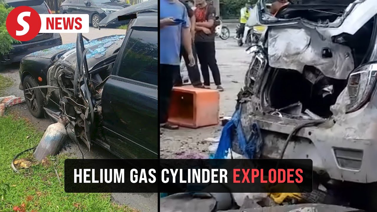 Helium cylinder explodes in Kajang, damaging two stalls, three cars
