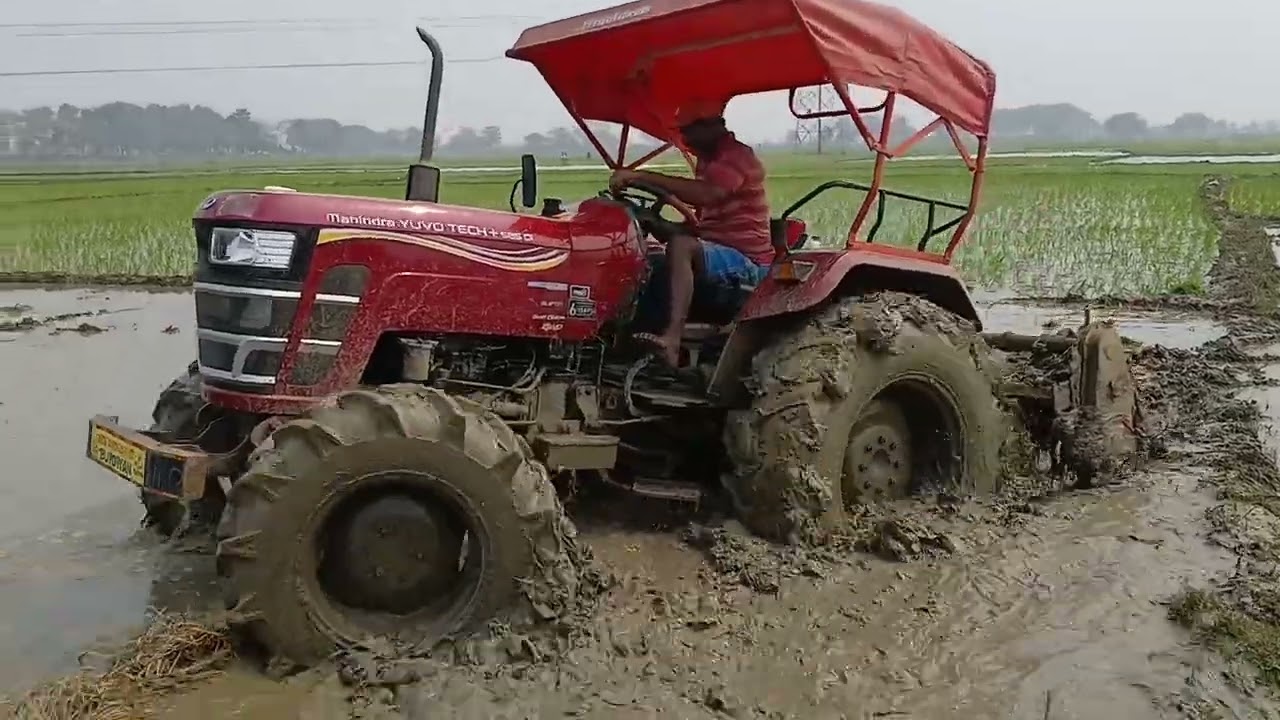Mahindra yovo tech+ 585di in mud rotavator profomance 😤#viral #farming #mahindra#tranding#viralposts