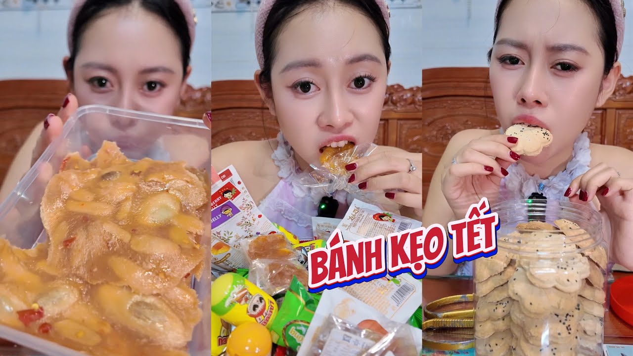 Mukbang khay bánh kẹo Tết ở quê !!