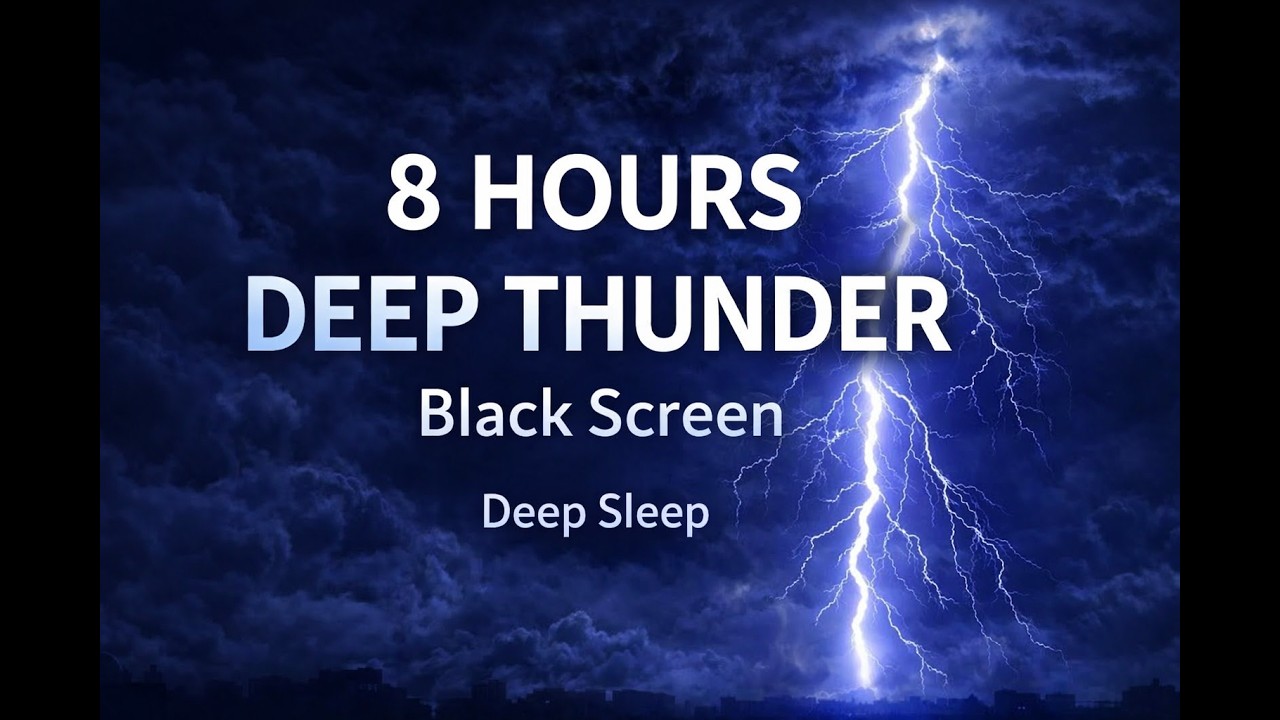8 HOURS Thunder & Heavy Rain (Black Screen) 😴 | Deep Sleep Storm Sounds