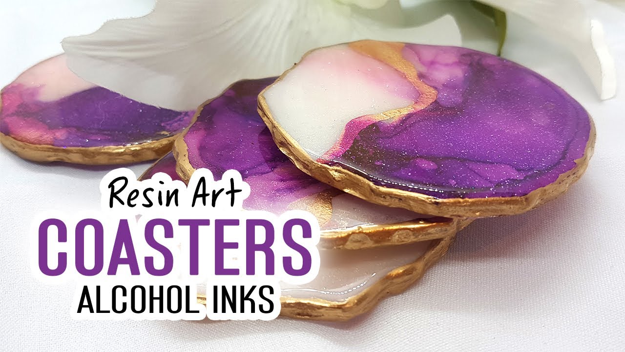 Resin Art Coasters - How to use alcohol inks on resin coasters using a mold