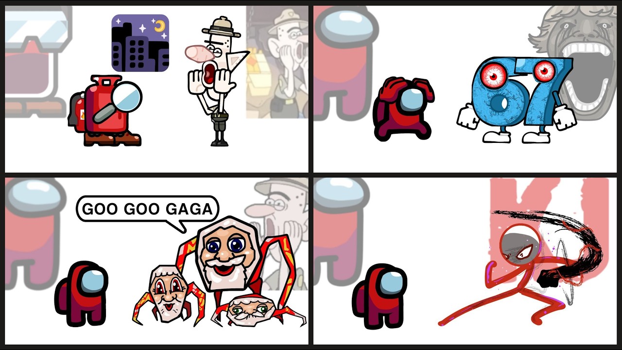Mini Crewmate Kills Italian Brainrot Characters - Part 1-4 | Among Us
