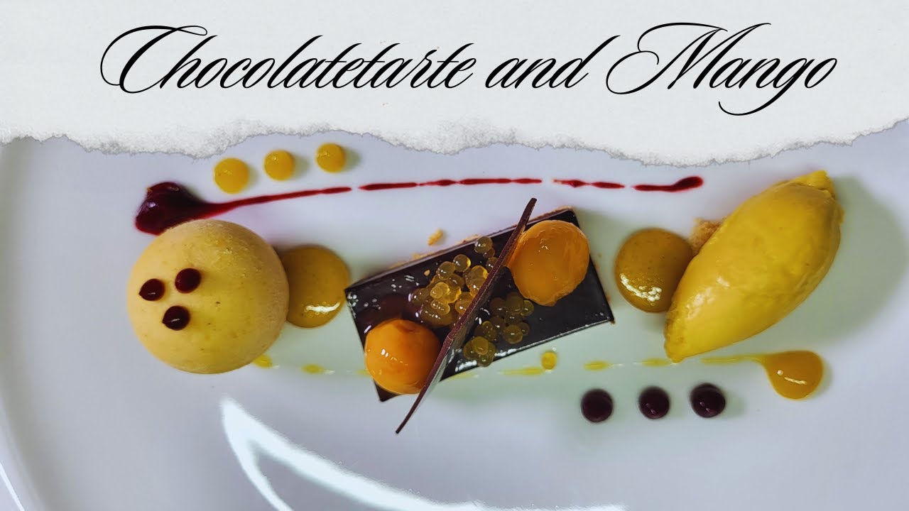 Chocolatetarte and Mango/ Schokoladentarte mit Mango/Mangomousse, Mangomirror.