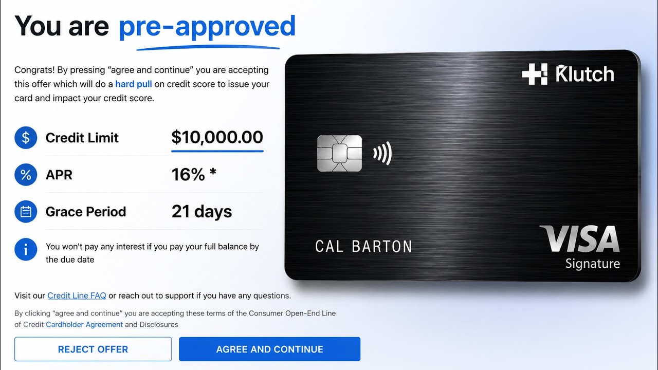 $10,000 Klutch Credit Card Pre-Approval (Soft Pull)