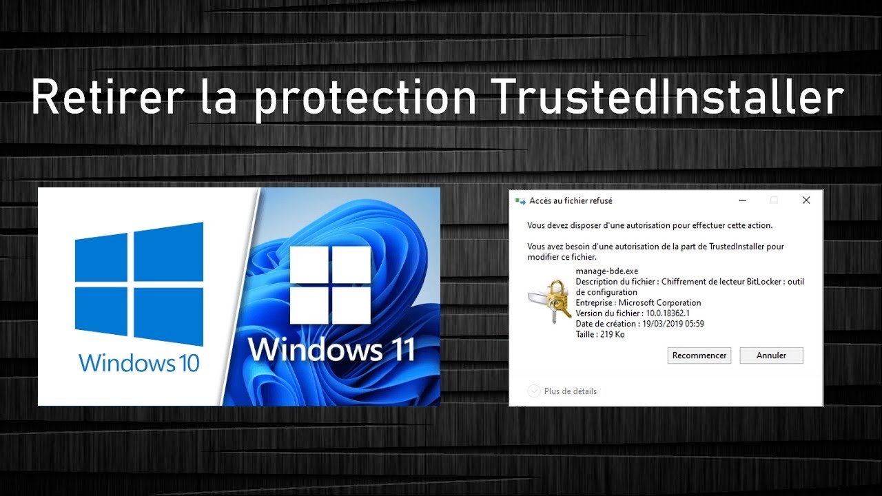Supprimer un fichier protégé par une autorisation TrustedInstaller sur Windows 10 et 11