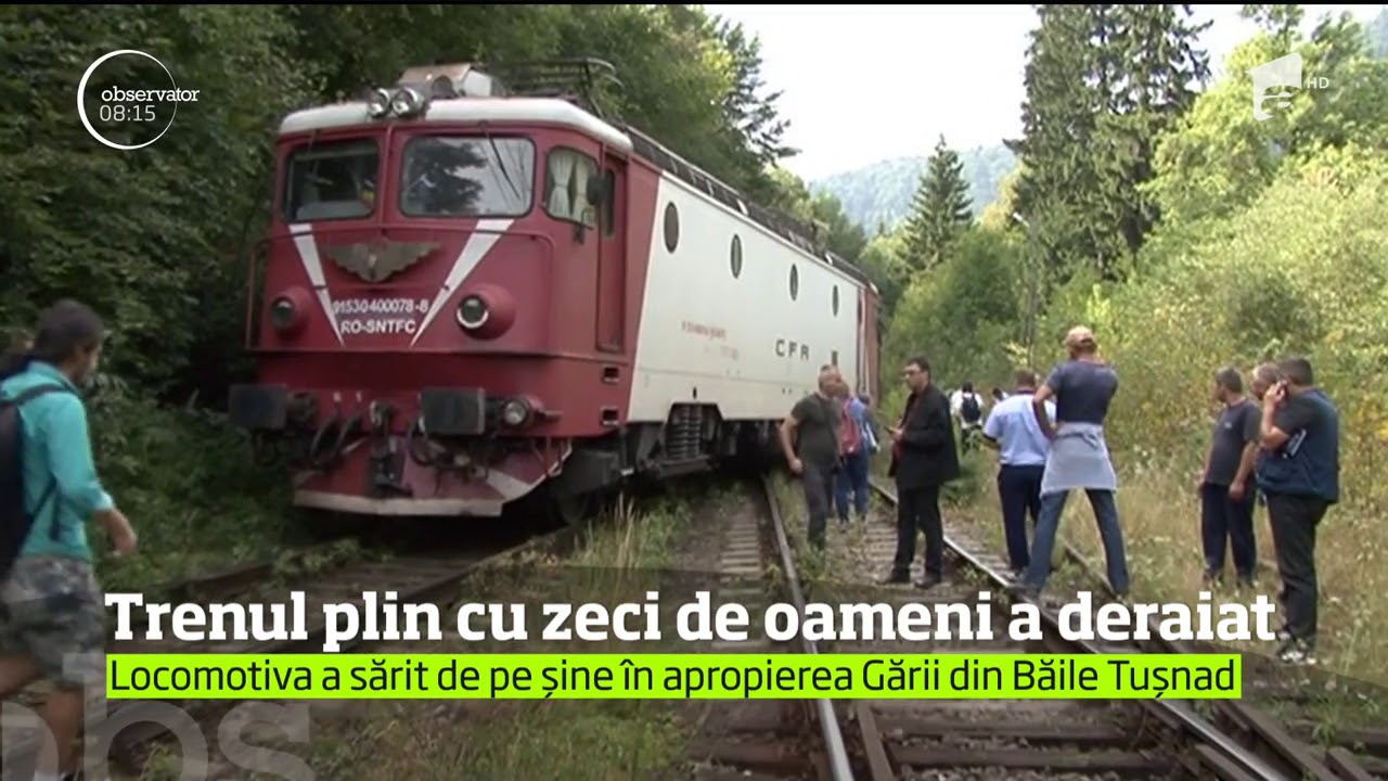 Locomotiva unui tren care venea de la Budapesta a deraiat în Harghita