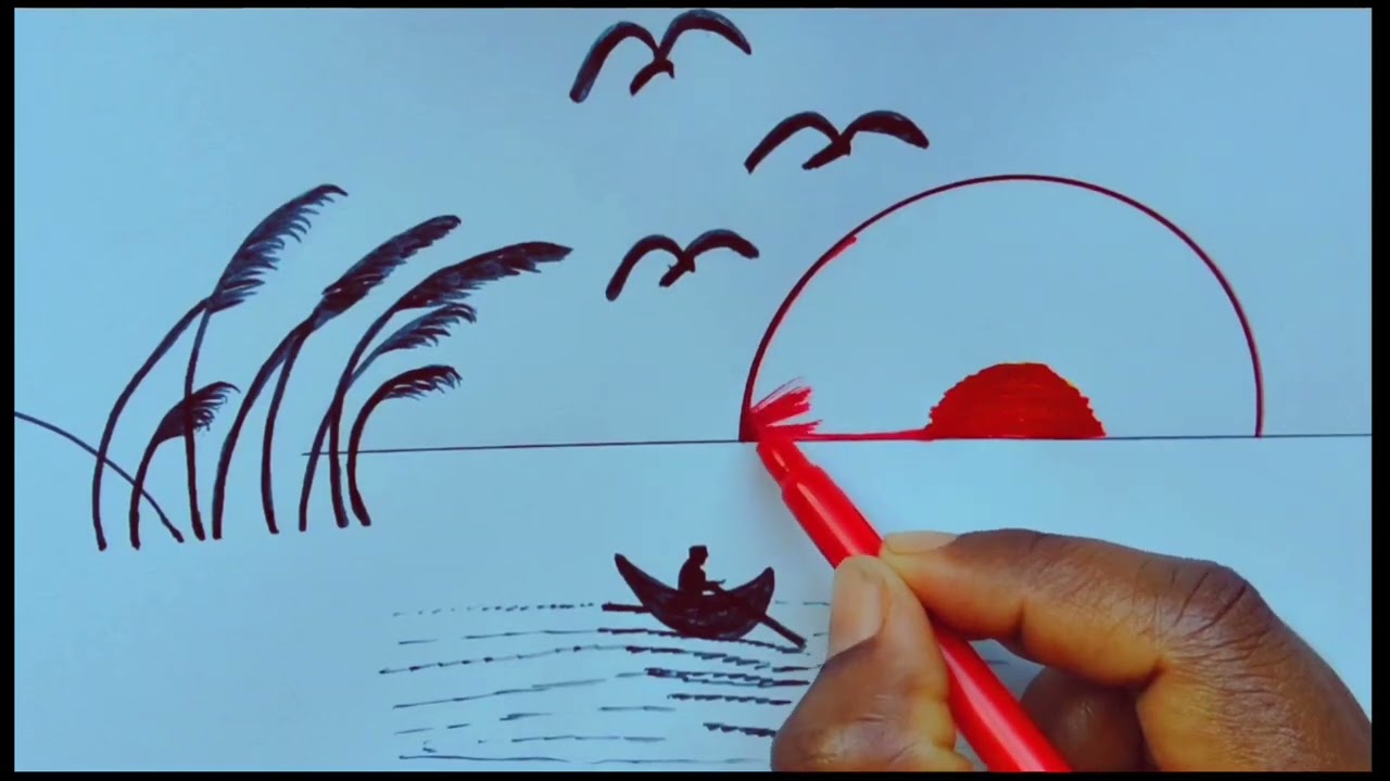 Amazing Scenery Drawing for Beginners 🎨 | Aayang Drawing 