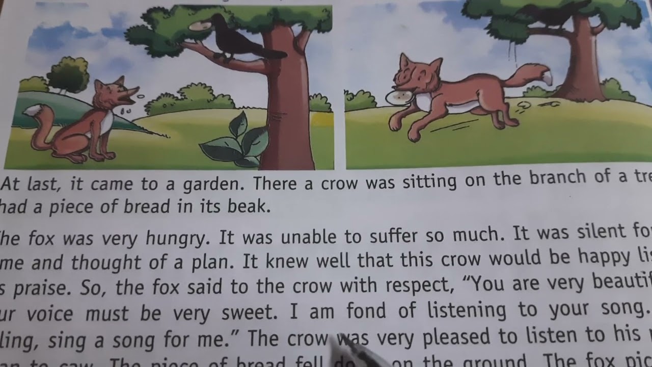 Class 4th English grammar comprehension passaage the fox and the crow