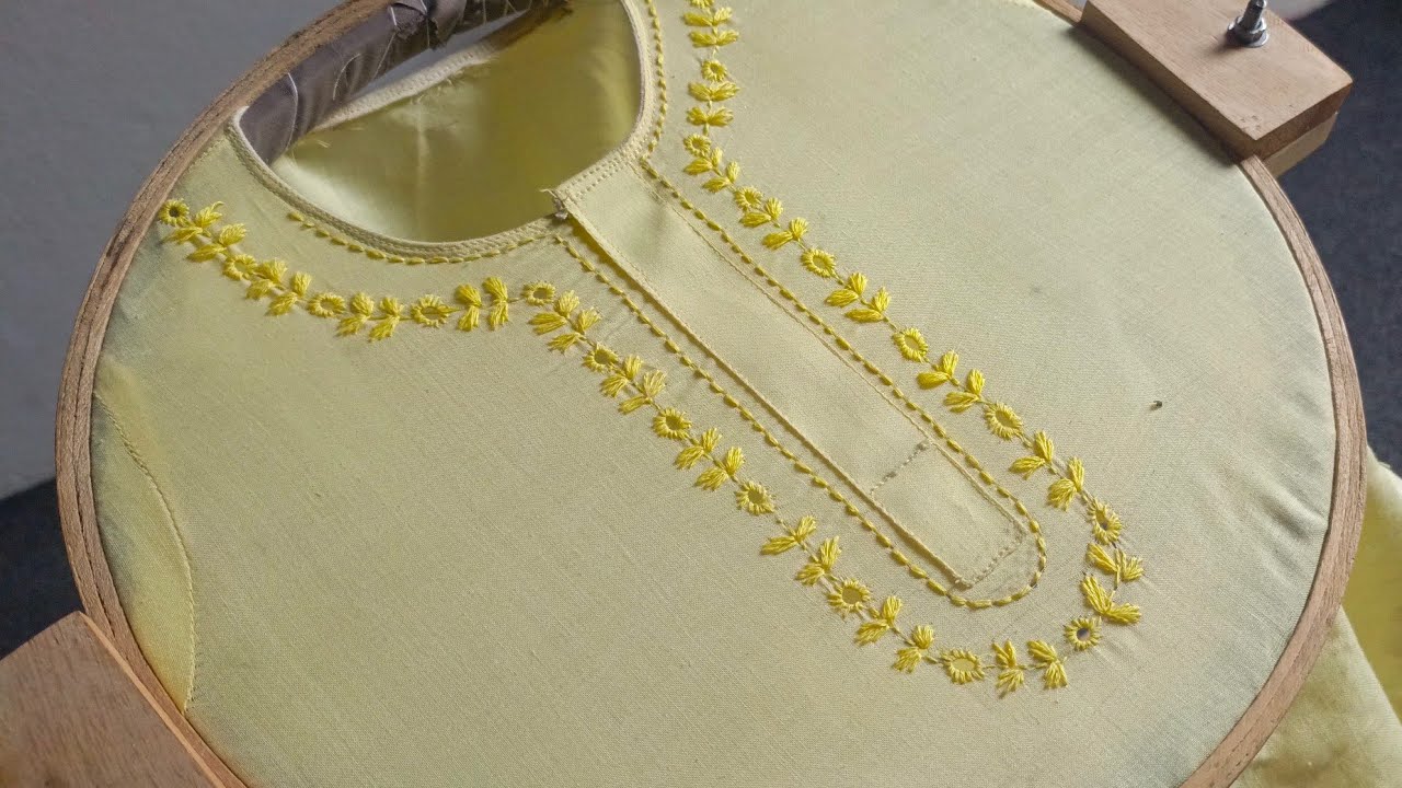 Hand Embroidery Kurta Designs | Traditional Pakistani Kurta Embroidery Tutorial | Hand Embroidery