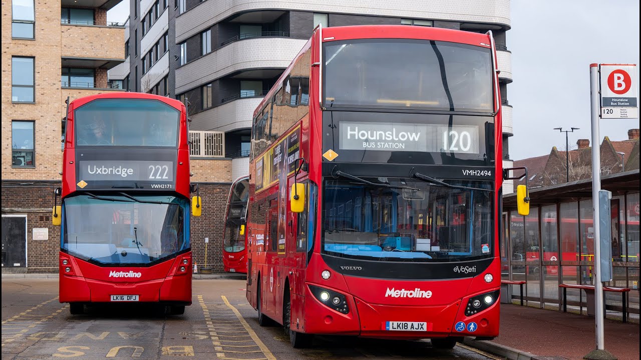 London's Buses around Hounslow bus station on 21st December 2025