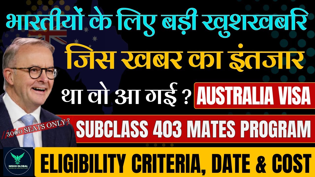 Great news for Indians, Australia Subclass 403 Visa Open | Mates Program Australia 2025