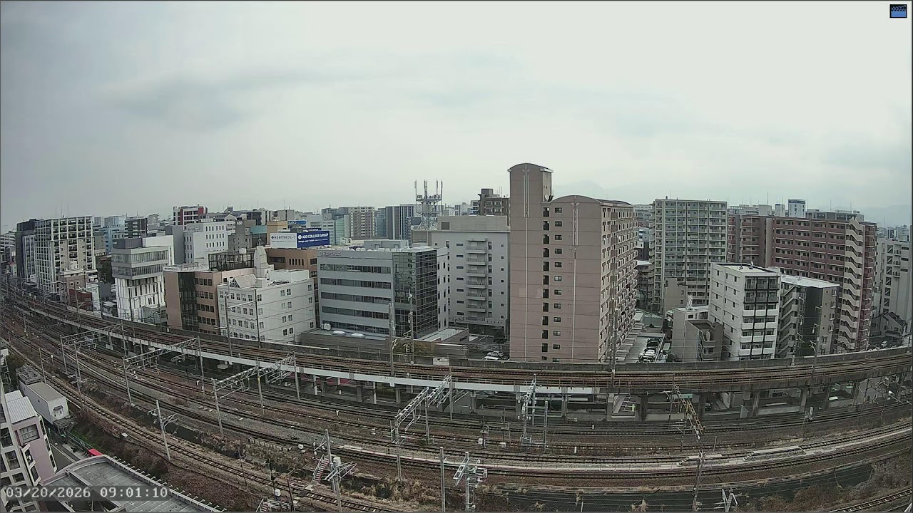 福岡・博多駅 ライブカメラ｜九州新幹線下り｜JR九州・鹿児島本線｜JR西日本・博多南線｜福岡の夜景｜日の出・朝日