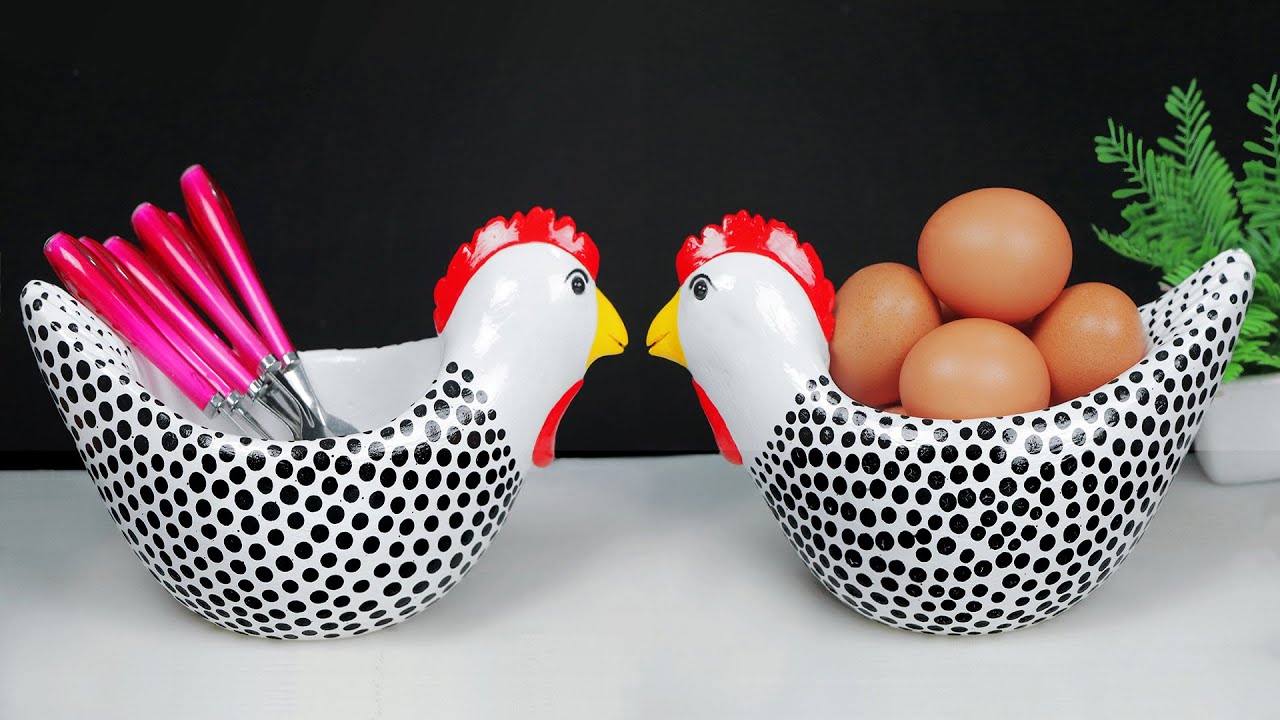 Hen shape spoon holder Showpiece making at home || Gift item showpiece making