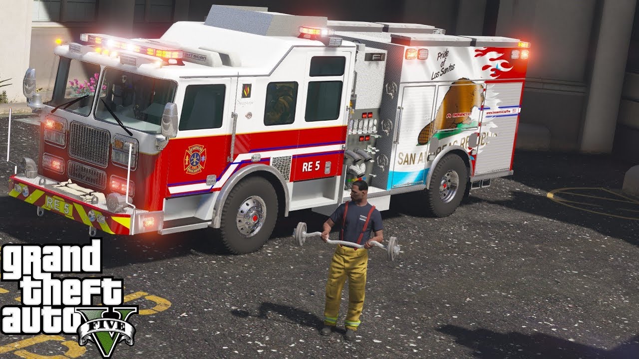 Спасательная машина Pride of Los Santos в моде GTA 5 Firefighter