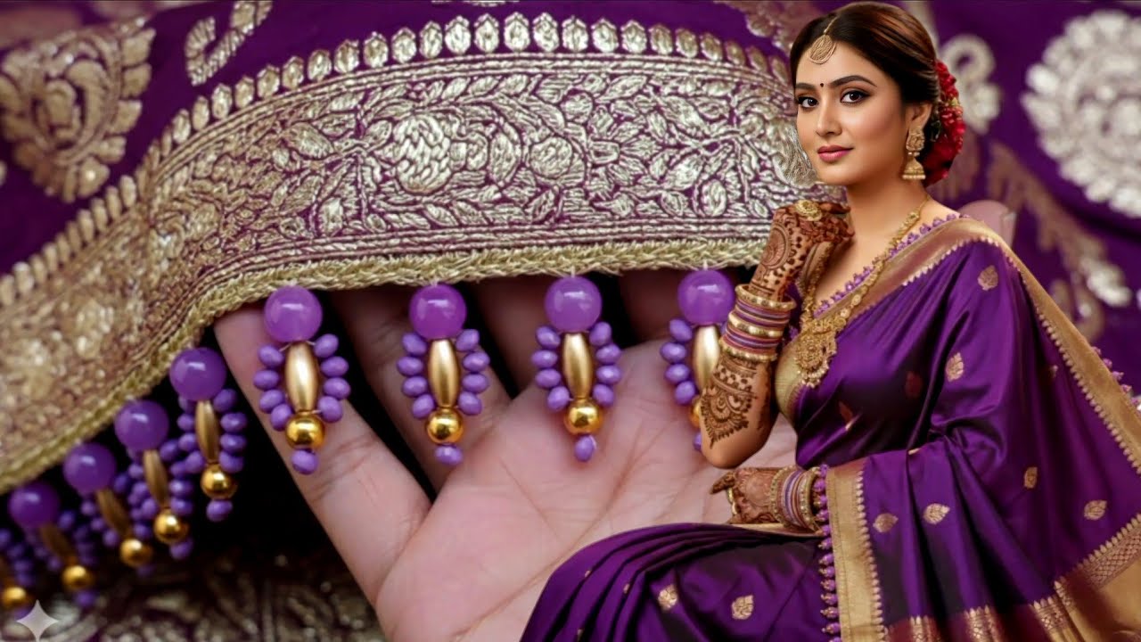 New Tassel Style for Indian SareesTrending Saree Design۰👌👌👌