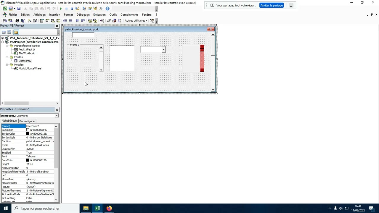 Scroll avec la roulette sur control activeX sur userform