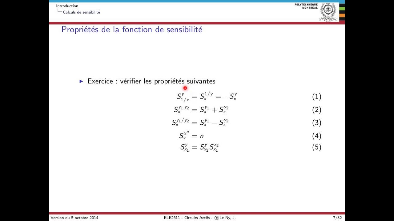 ELE2611 Classe 6-1: Calculs de sensibilit&eacute;