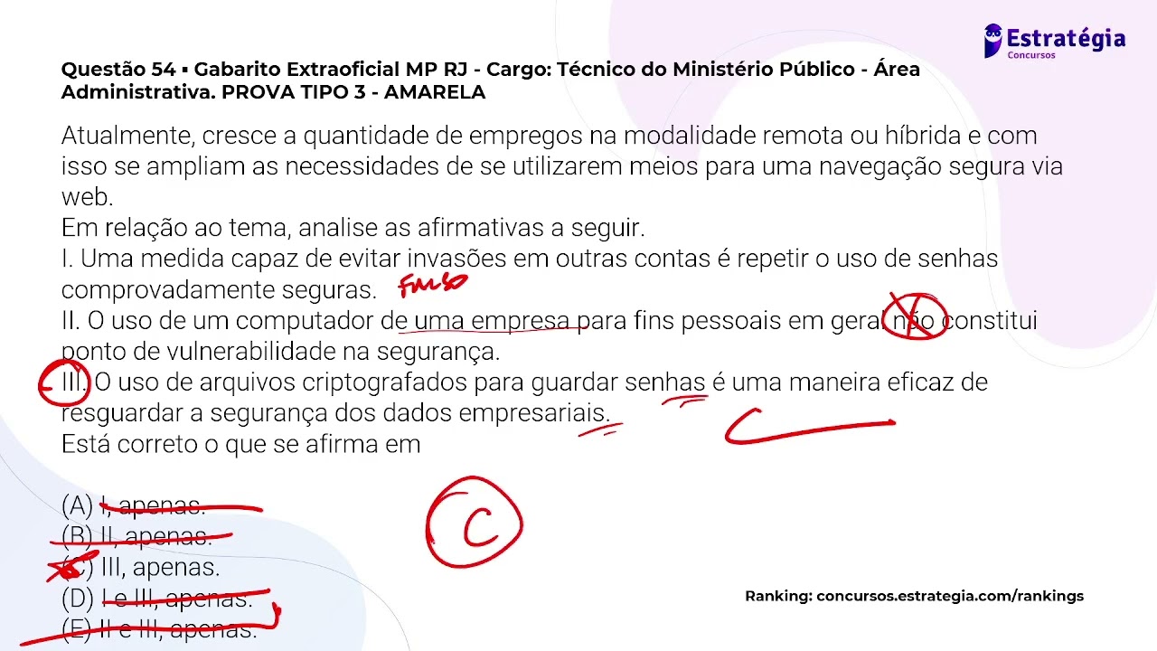Correção de Informática da prova de Técnico do MPE RJ