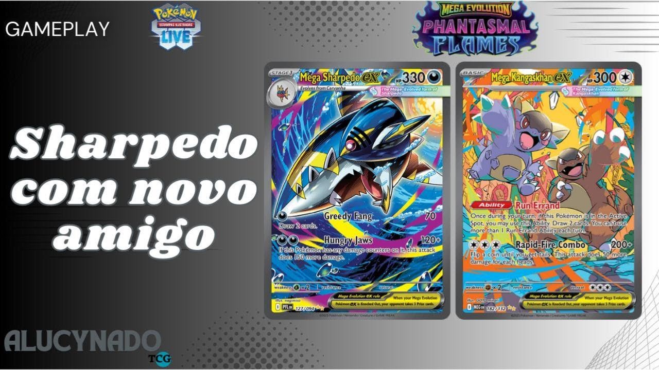 Pokemon TCG Live | Gameplay - Mega Sharpedo com Mega Kangaskhan melhora muito o deck