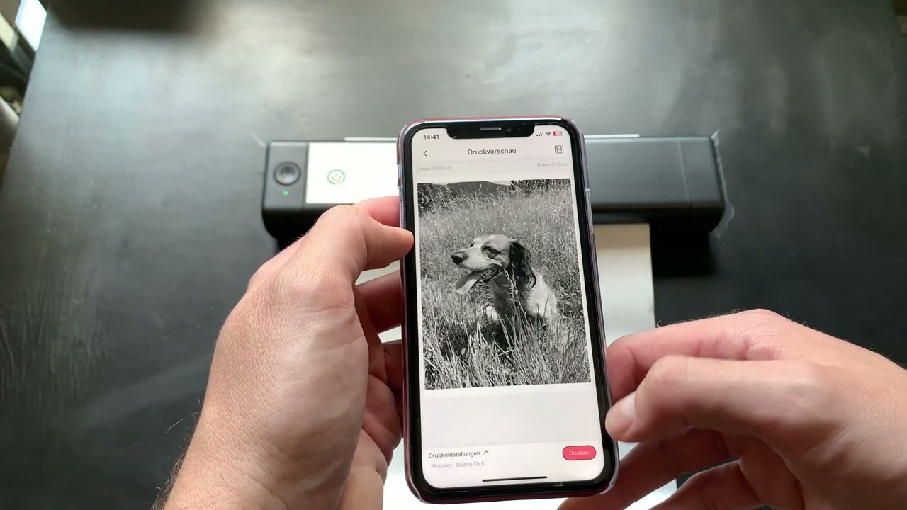 Mobiler Drucker A4- Thermodrucker Klein mit Bluetooth, Tragbarer Drucker für Unterwegs und Tattoo