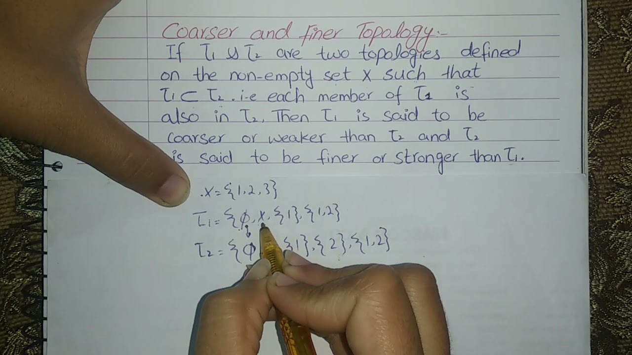Coarser and Finer topology definition with example
