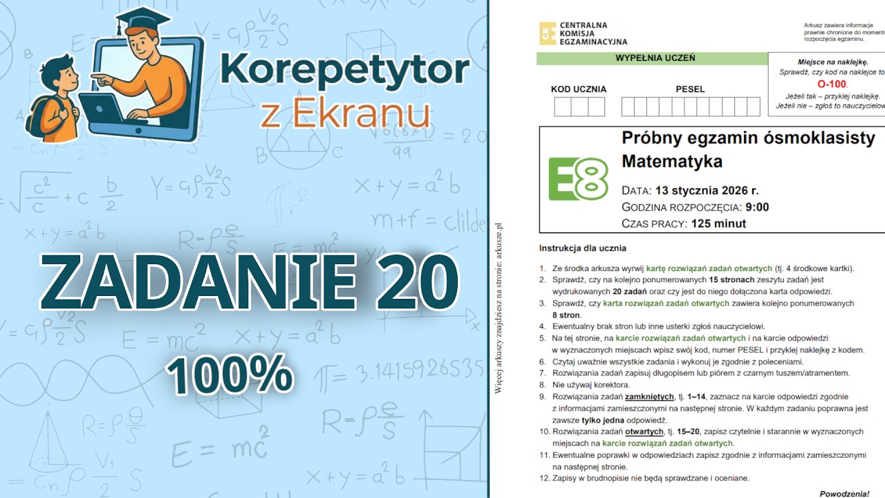 Zadanie 20 - Egzamin Ósmoklasisty Próbny 2026 | Czworokąt