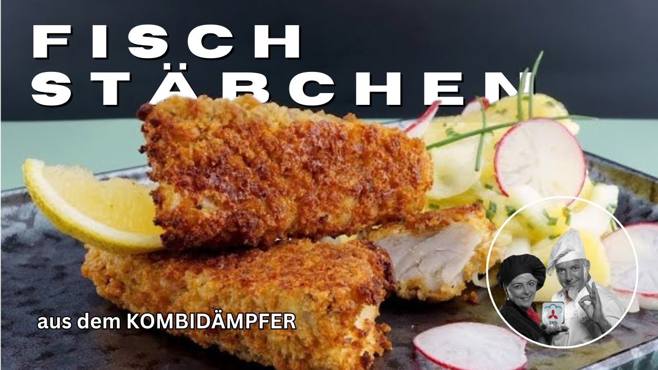 Fischstäbchen mit Kartoffel-Gurkensalat aus dem Kombidämpfer