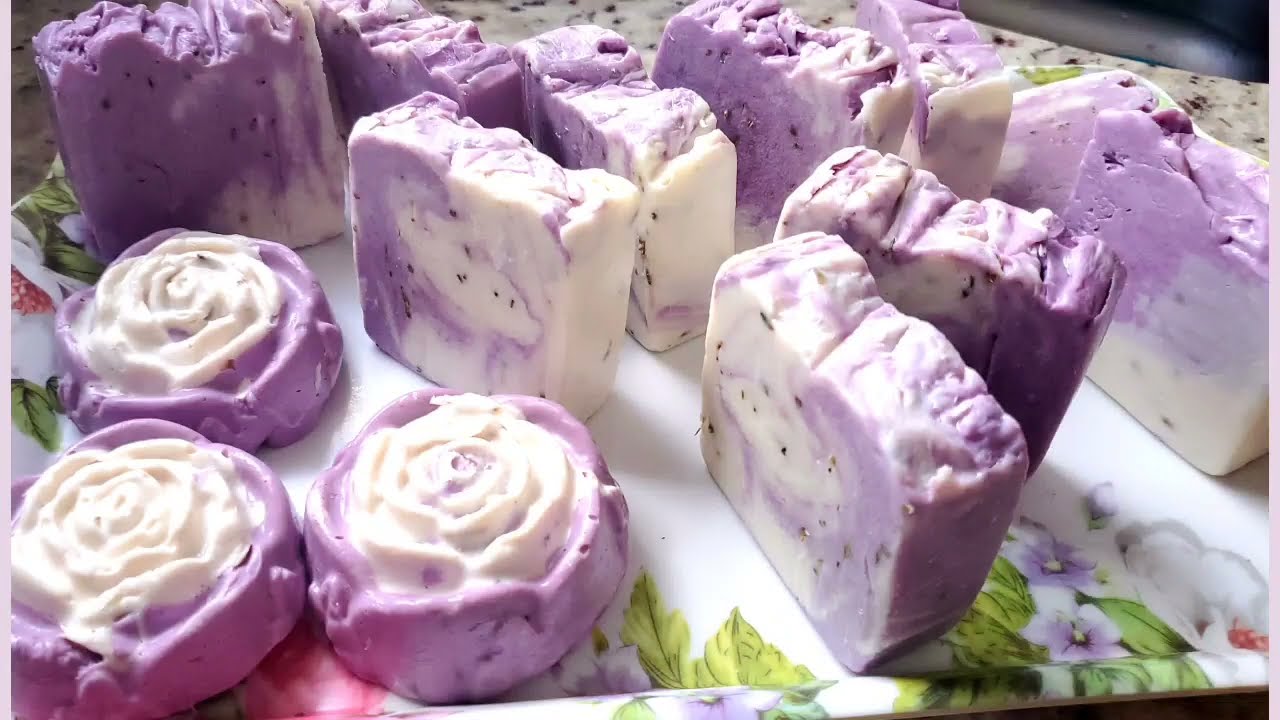 Lavender  Buds Hot Processed Natural Soap Diy With Recipe.