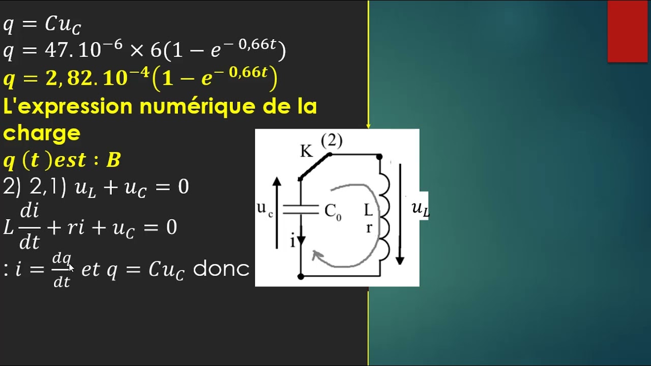 éxercice d'électicité 2 bac circuit RC et RLC correction d'examen 2025 normal