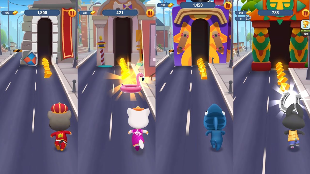 Talking Tom Gold Run King Tom vs Princess Angela vs Shark Hank vs Talking Becca Android Gameplay