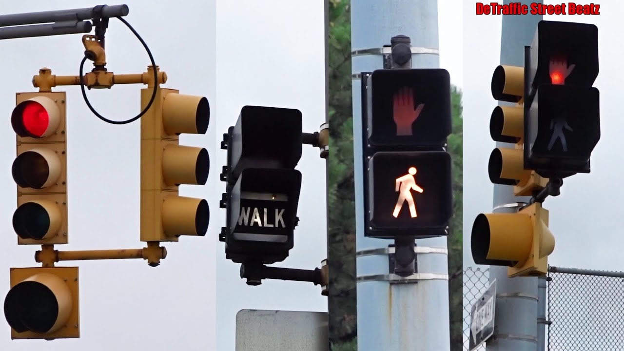 Old Incandescent Traffic Lights & Flashing Eagle Crosswalk Signal | Oakland & Davison Service Dr