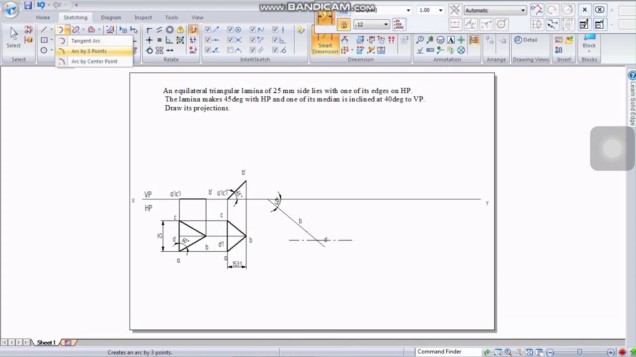 Computer aided engineering drawing: Projection of planes : Beta angle problem